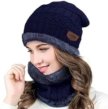 Woolen Cap & Muffler for Men & Women | Beanie Cap for Winter | Woolen Topaa | Winter Cap | Head & Neck Warmer | Soft and Warm Woolen Skull Beanie